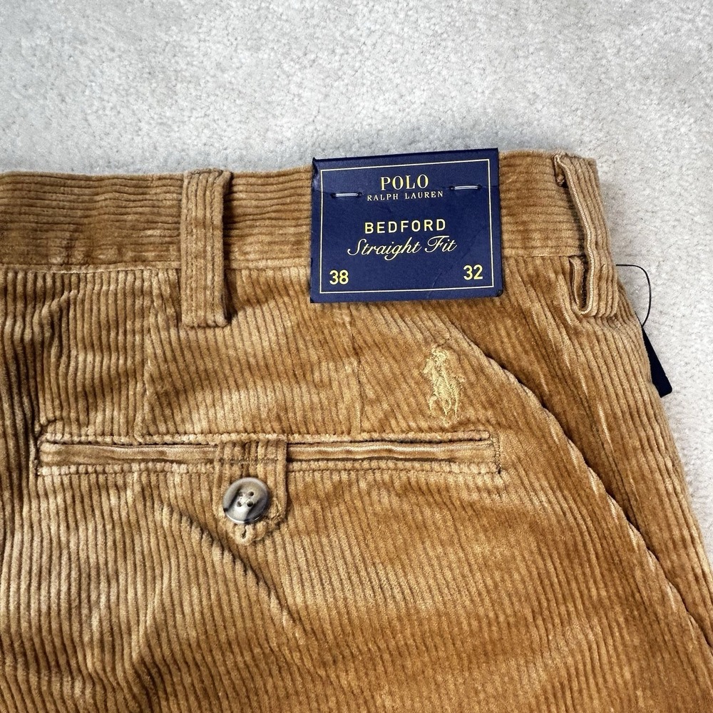 Polo Ralph Lauren Pants Men 38x32 Bedford Straight Fit Heavy Corduroy Brown Gold - Picture 10 of 10